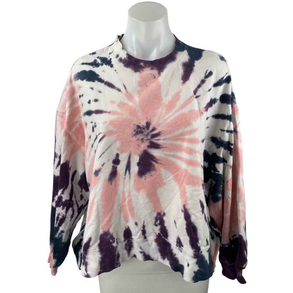 Electric & Rose Womens Multicolor Long Sleeve Tie Dye Crew Neck Sweatshirt Top S